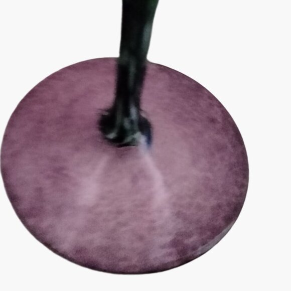 Handcrafted Glass Oil Candles Purple Base Green Swirled Stem Tall Pair - Picture 6 of 8